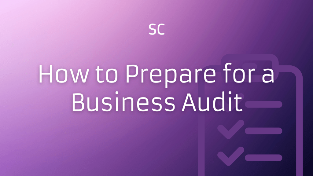 White text on purple background reads 'How to prepare for a business audit'